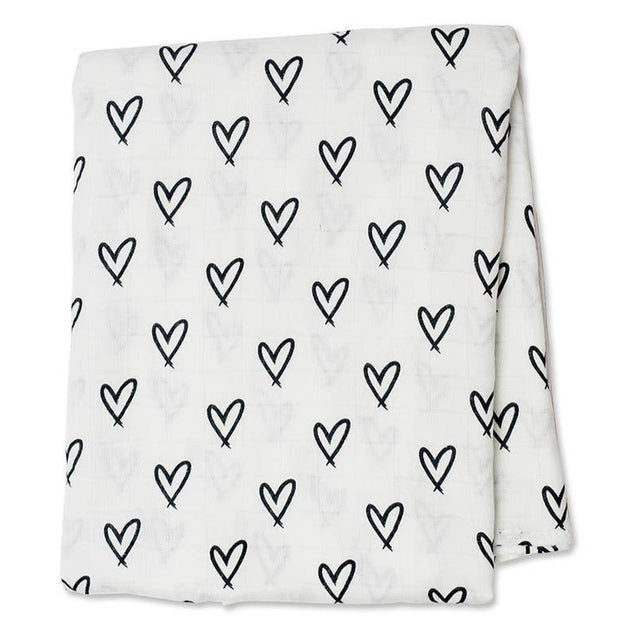 Deluxe Bamboo Swaddle - Messy Hearts - HoneyBug 