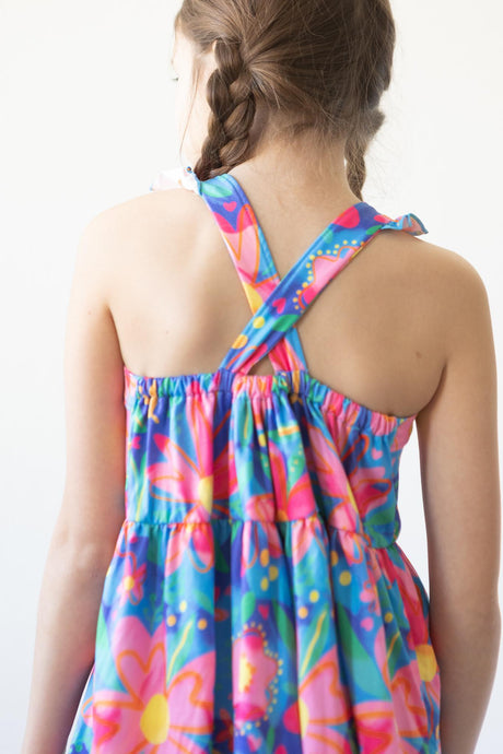 Springing Around Ruffle Cross Back Dress