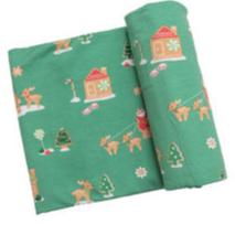 Swaddle Blanket - Gingerbread Sleigh Green