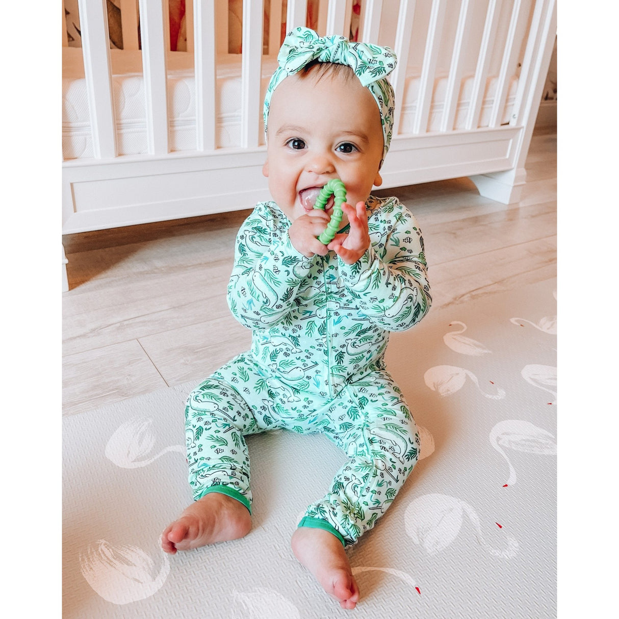 Aquamarine Narwhals Coverall (0-24m) - HoneyBug 