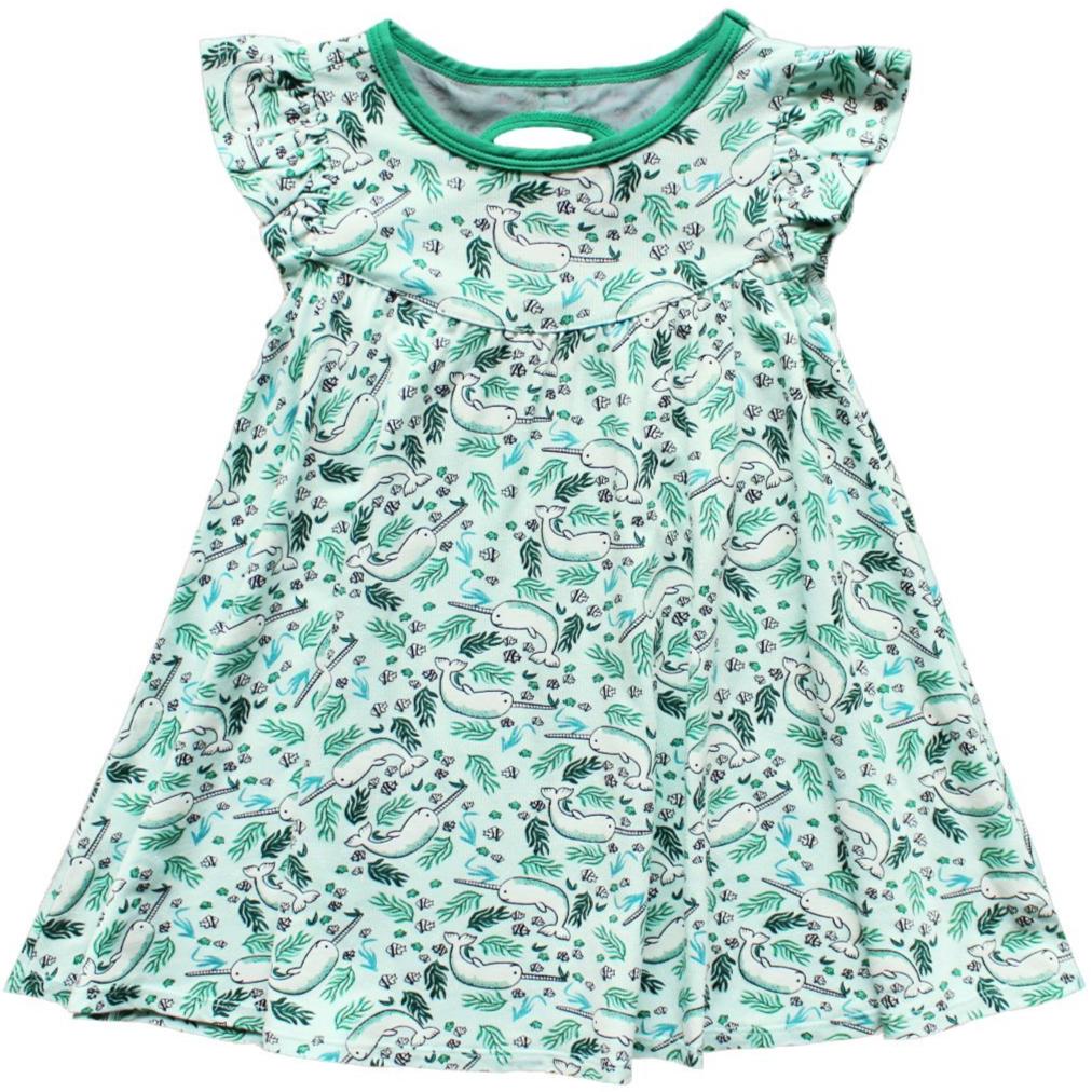 Aquamarine Narwhals Twirling Dress (2T-6Y) - HoneyBug 