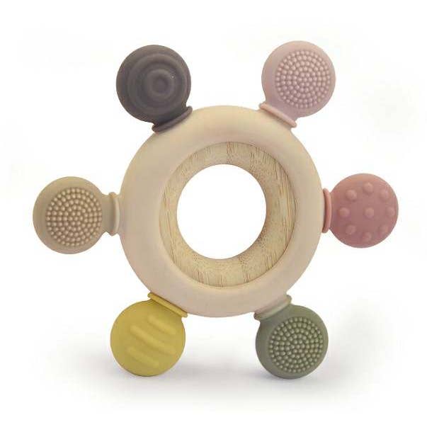 Silicone/ Wood Teether - Neutral - HoneyBug 