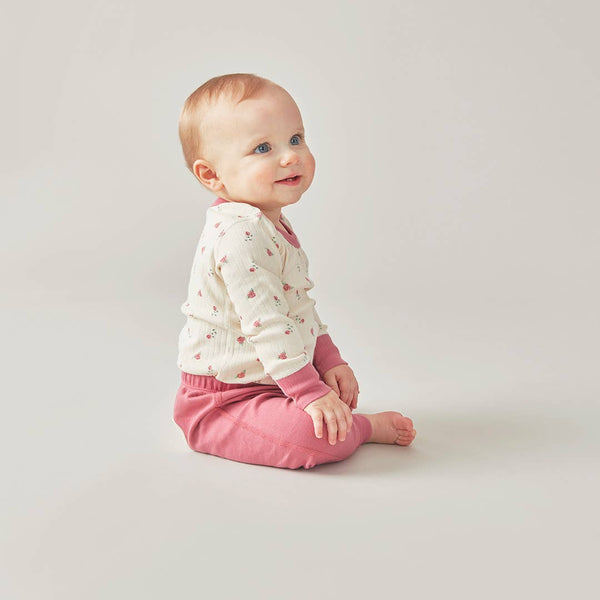 Winter Rose Long Sleeve Bodysuit - HoneyBug 