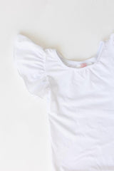 White S/S Flutter Sleeve Leotard