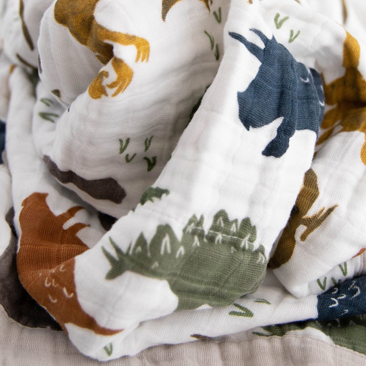 Cotton Muslin Baby Quilt - Dino Friends