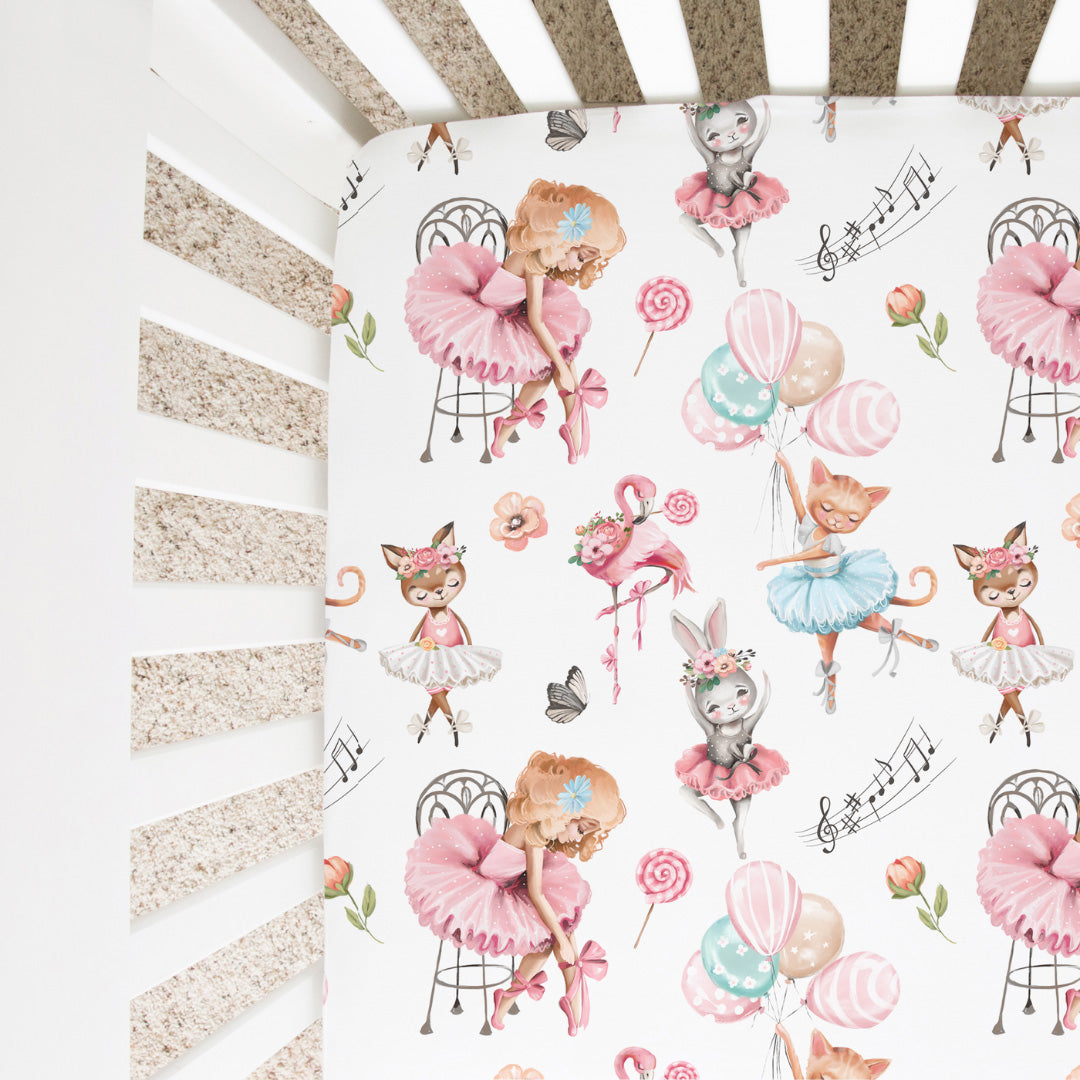 Fitted Crib Sheet - Ballerinas