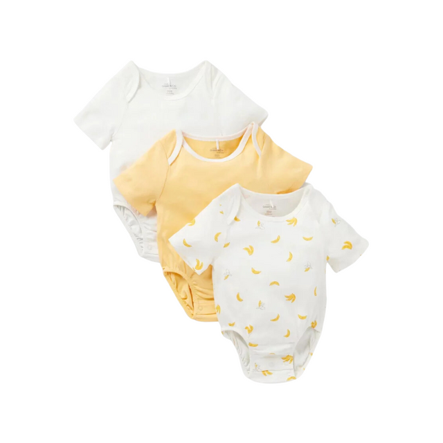 Banana Short Sleeve Bodysuit 3-pack - HoneyBug 