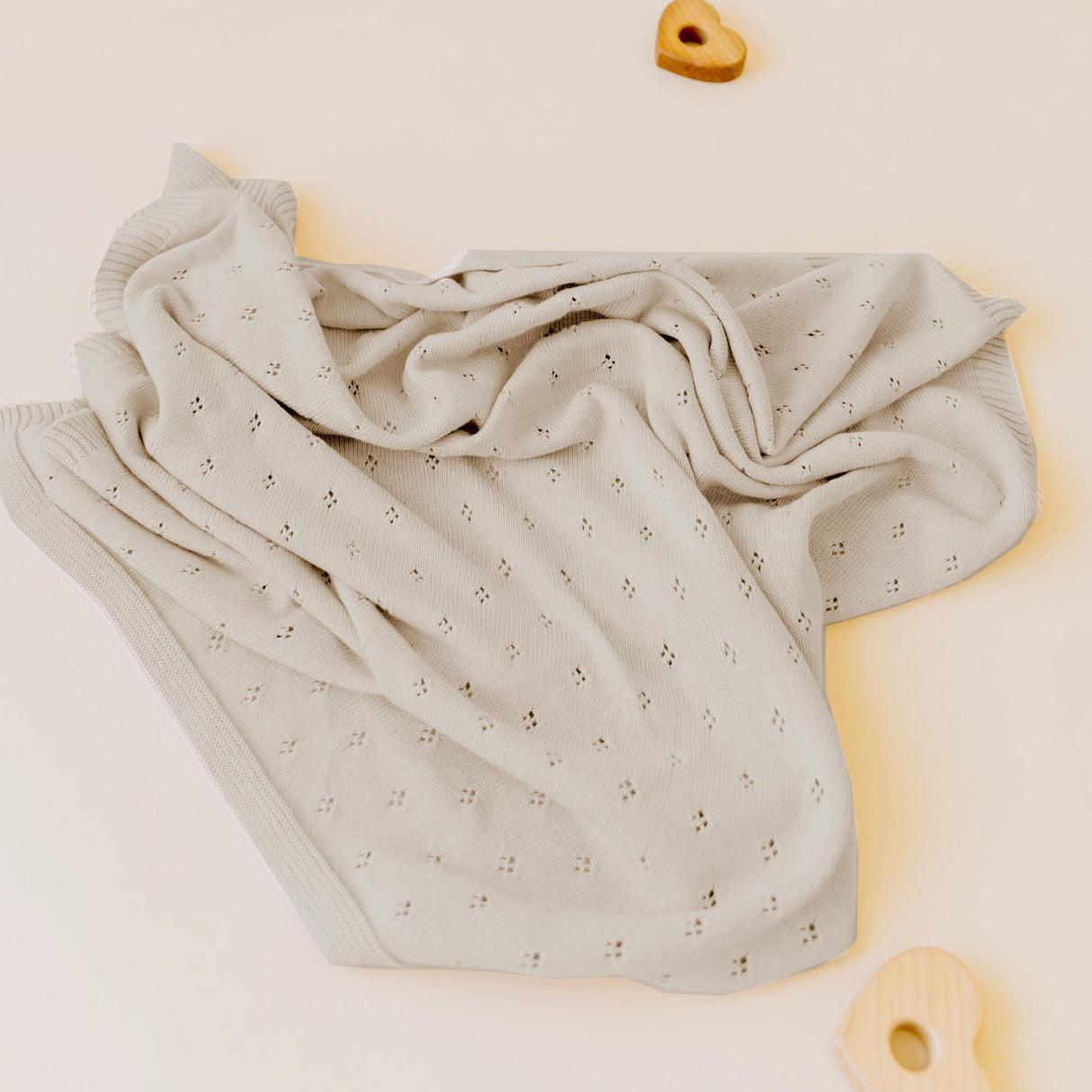 Organic Cotton Pointelle Baby Blanket - Beige