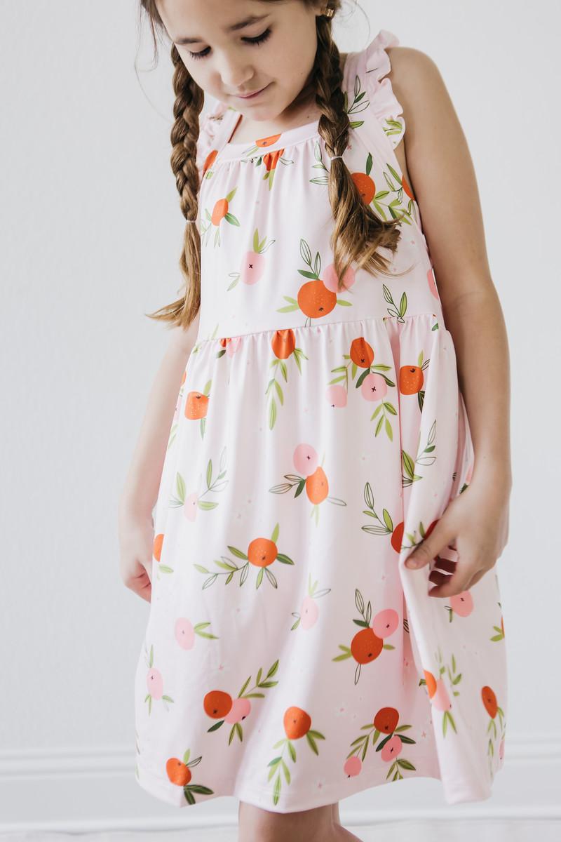 Tangerine Ruffle Cross Back Dress