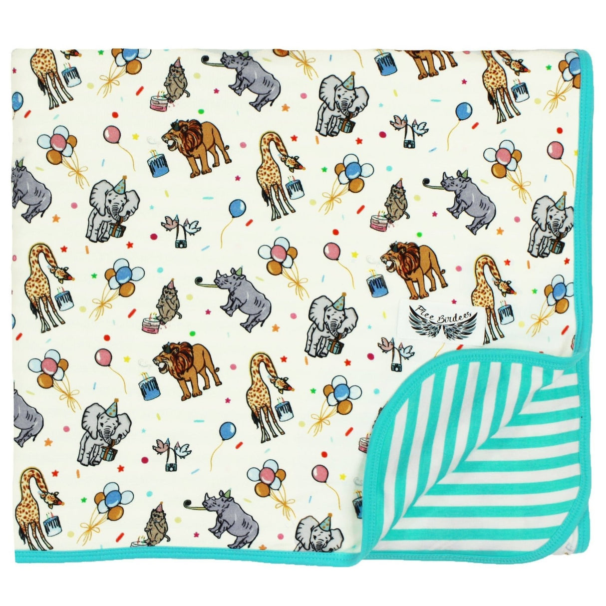 Birthday Party Animals Take the Cake Double-Layered Throw Blanket