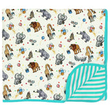 Birthday Party Animals Take the Cake Double-Layered Throw Blanket