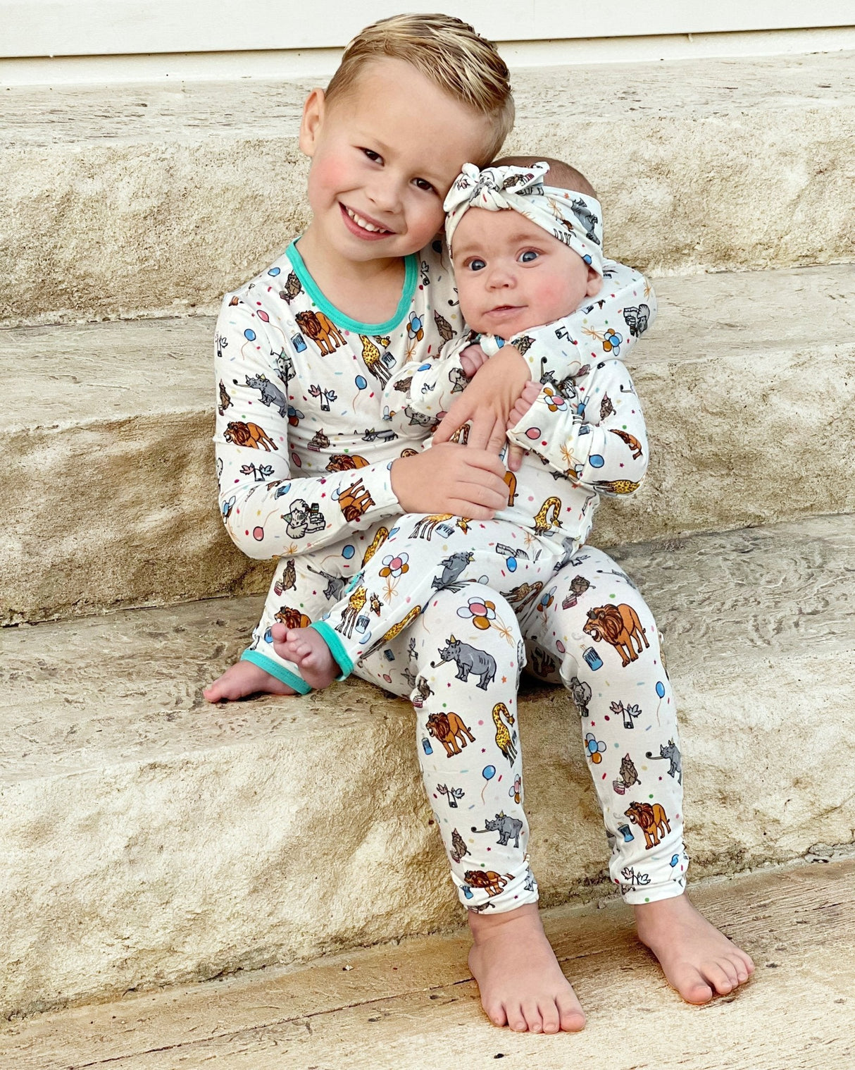 Birthday Party Animals Take the Cake Long Sleeve Pajama Set (12M-12Y)