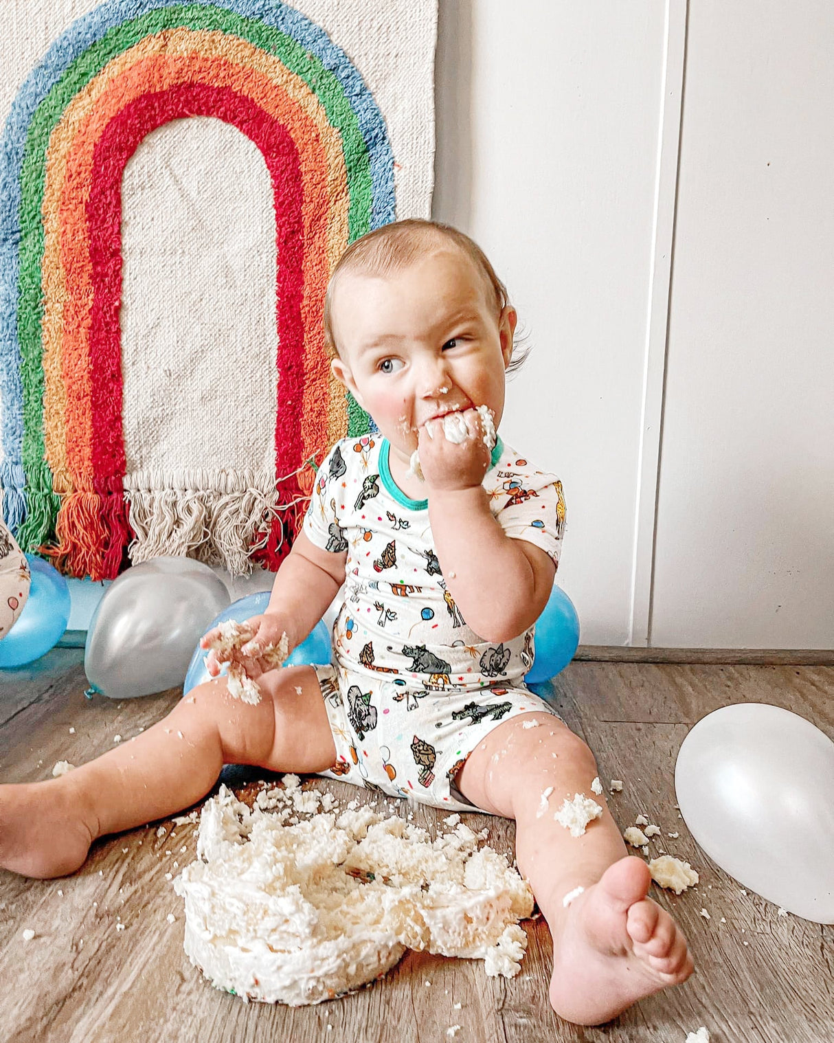 Birthday Party Animals Take the Cake Short Sleeve and Shorts Pajama Set (12M-12Y)