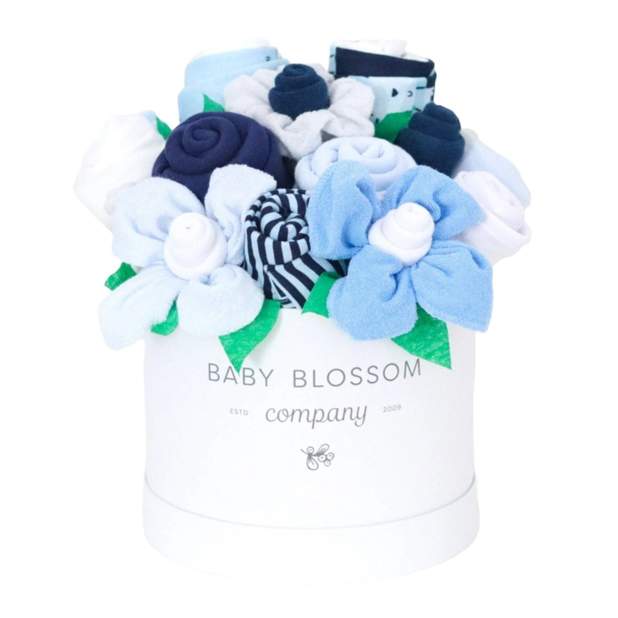 Blue Hatbox Bouquet - Deluxe