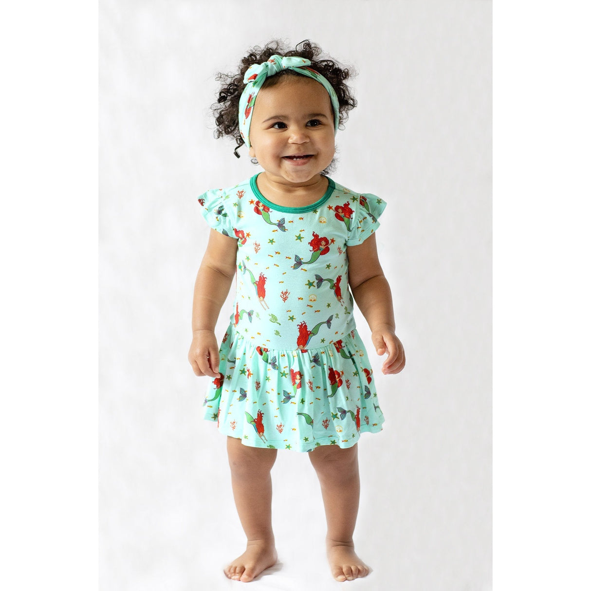 Brilliant-Sea Mermaids Twirling Bodysuit Dress (3-18m) - HoneyBug 