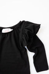 Black L/S Flutter Sleeve Leotard