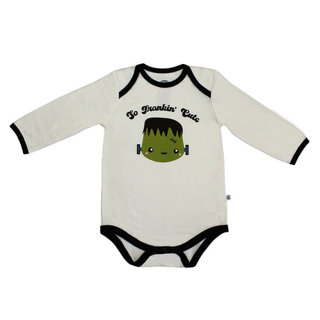 So Frankin' Cute Halloween Long Sleeve Onesie - HoneyBug 