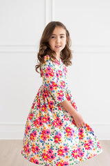 Last Bud Not Least 3/4 Sleeve Pocket Twirl Dress