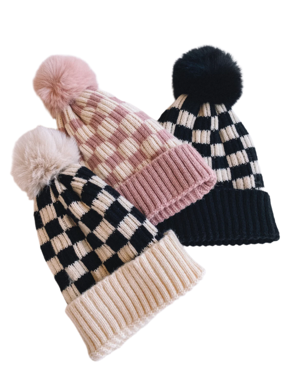 Checkered Pom Beanie