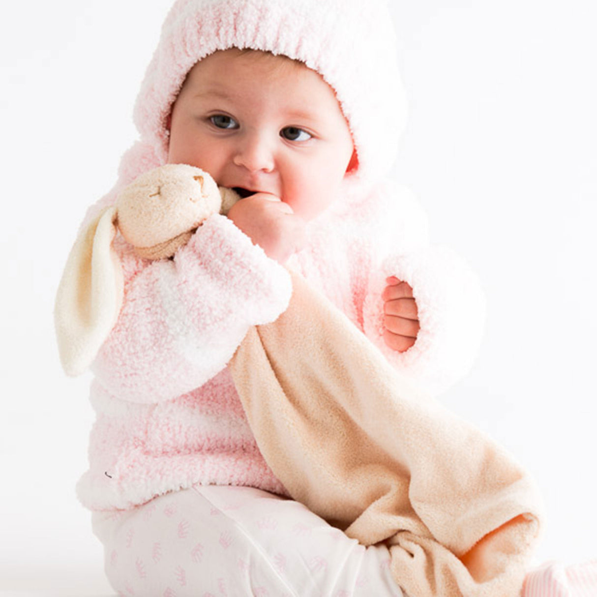 Chenille Hoodie - Pretty Pink / Ivory - HoneyBug 