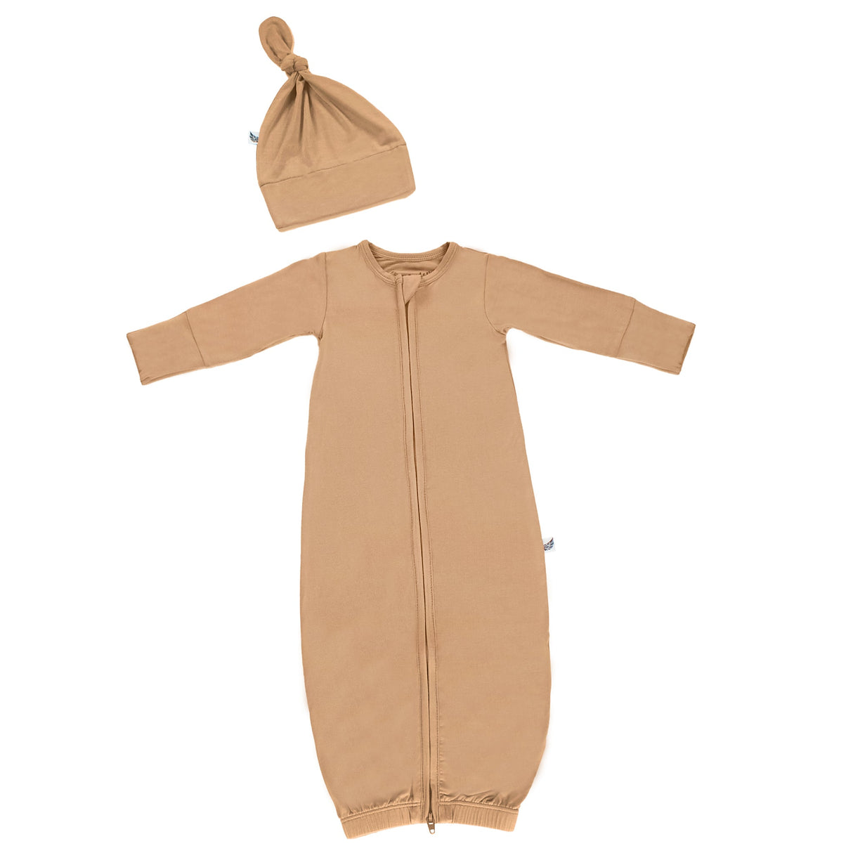 Coca Mocha Newborn Gown & Knot Hat Set - HoneyBug 