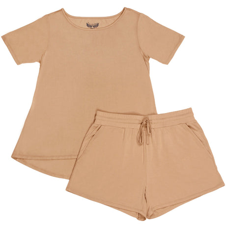 Coca Mocha Women's Short Sleeve & Shorts Pajama Set - HoneyBug 