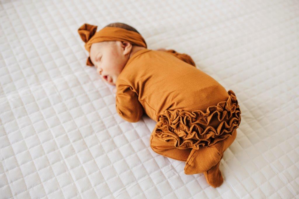 Ruffle 2 Way Zip Romper - Cognac