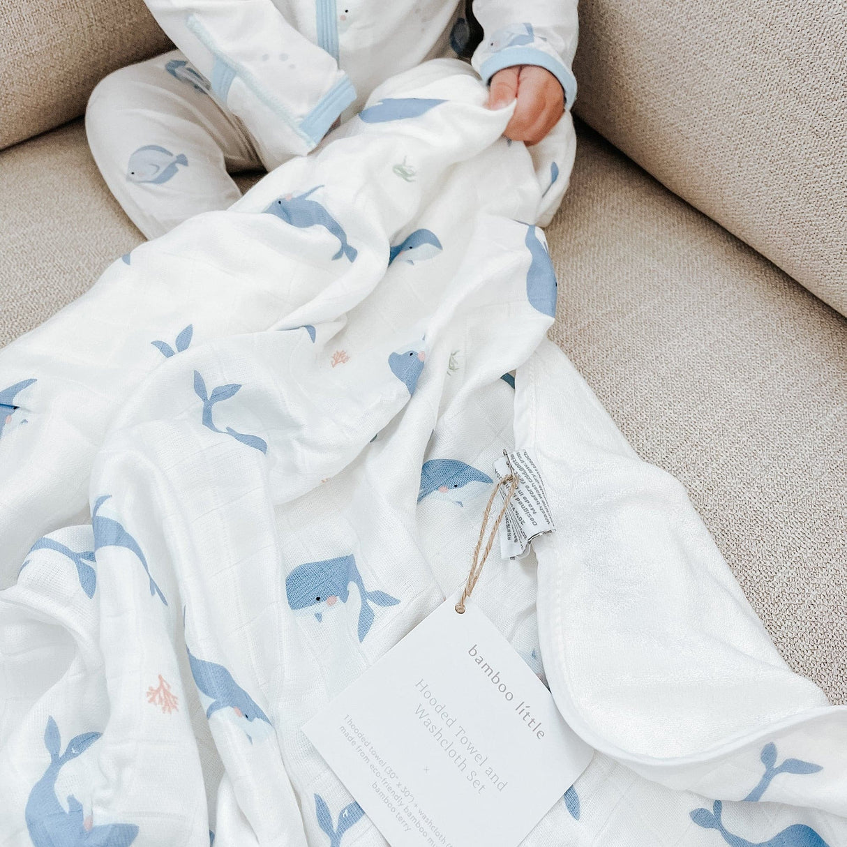 Whale Hooded Towel Set - HoneyBug 