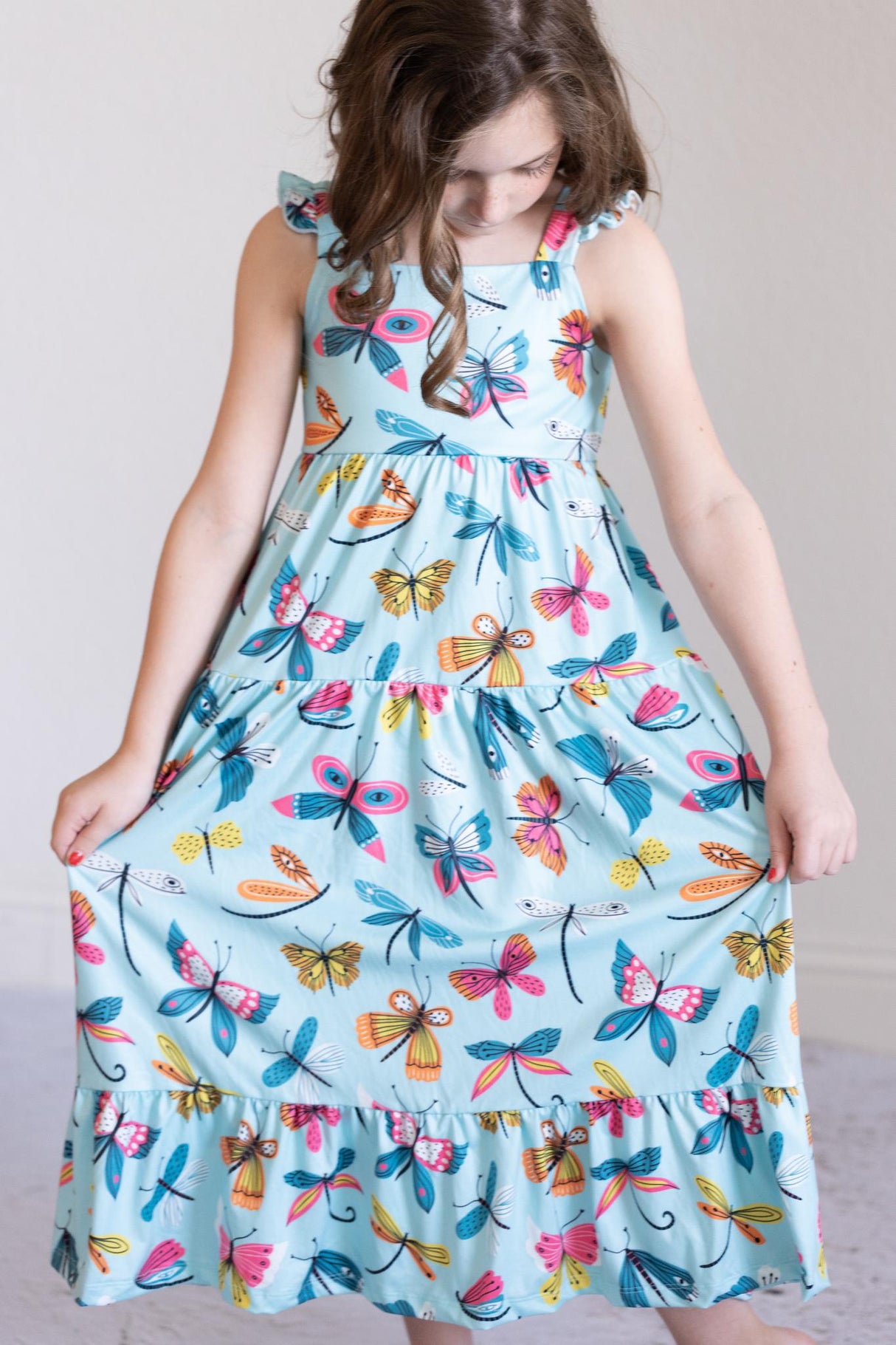 Little Flutters Ruffle Maxi Dress