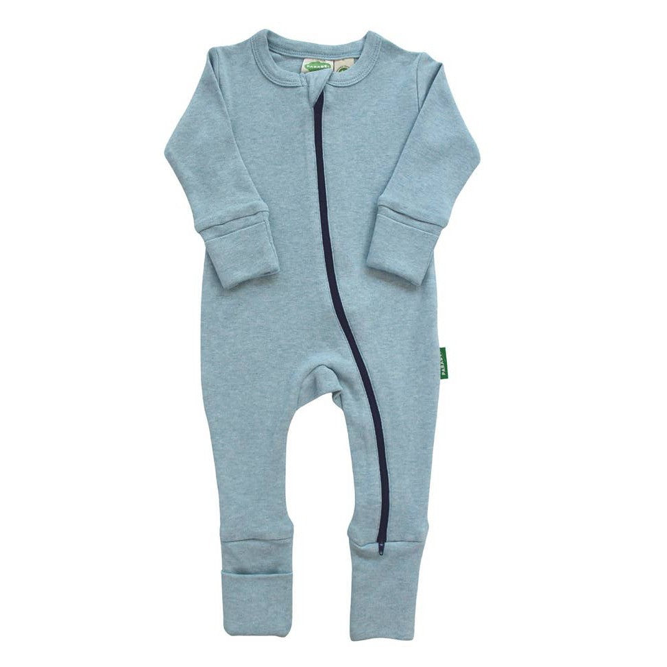 Snuggle Soft Melange '2-Way' Zipper Romper - Blue - HoneyBug 