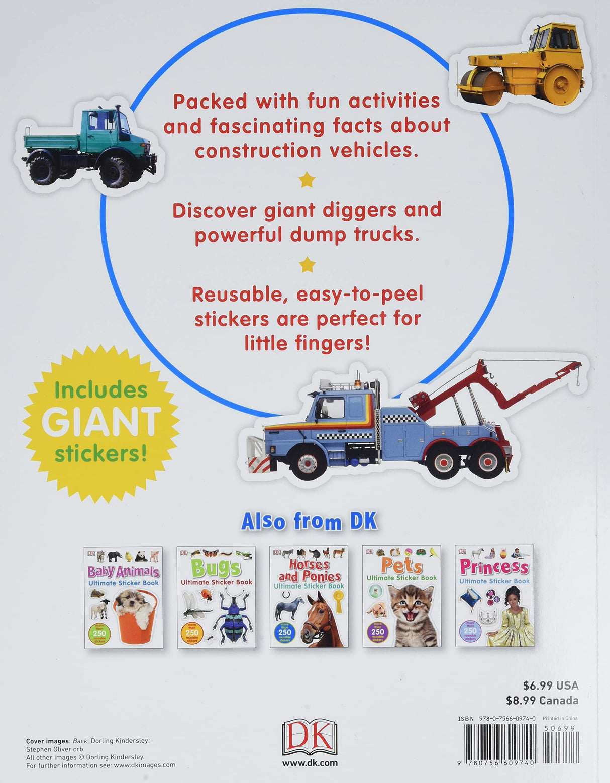 Ultimate Sticker Book: Diggers and Dumpers: More Than 60 Reusable Full-Color Stickers (Spiral Bound)