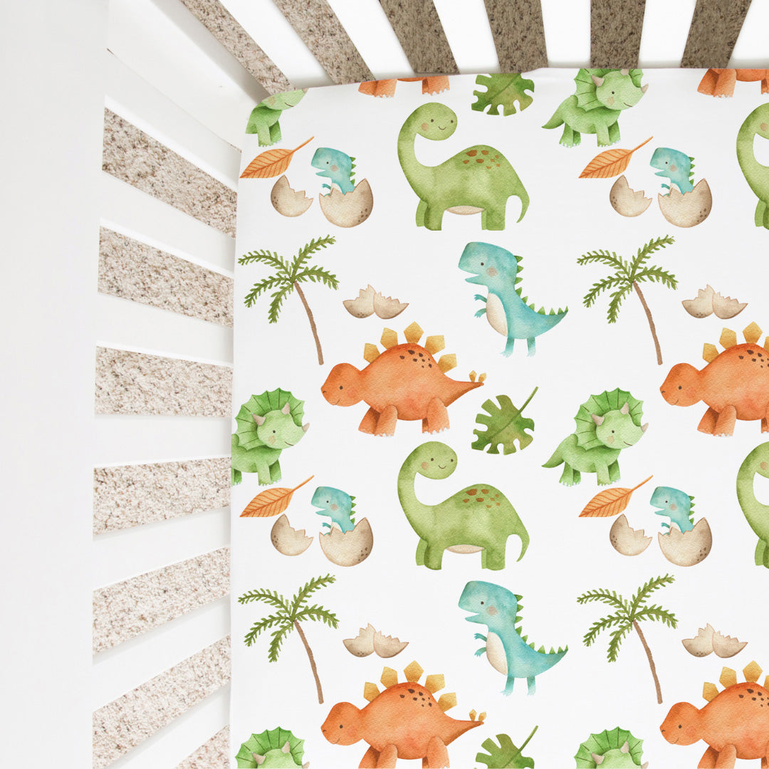 Fitted Crib Sheet - Dinosaurs