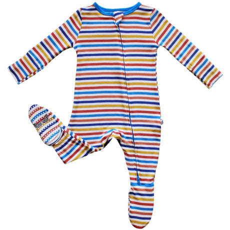 Dragons Rainbow Stripe Footie (NB-24m) - HoneyBug 