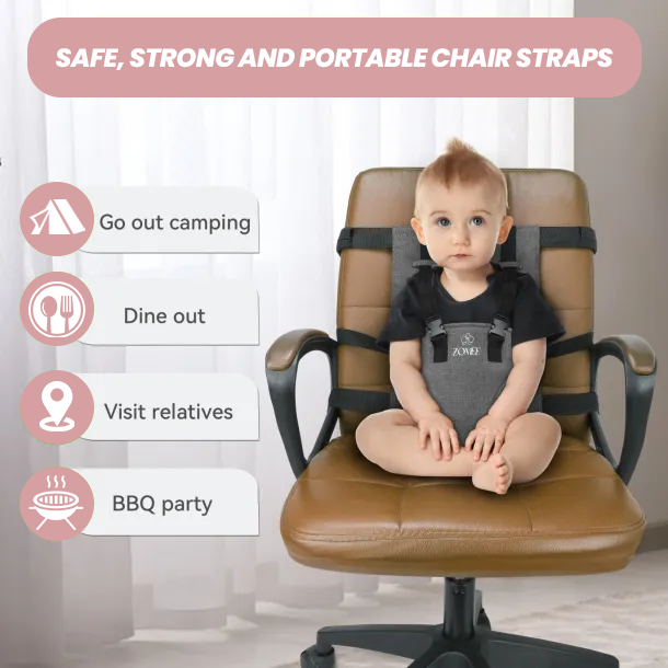 Portable Travel Highchair Harness - Adjusts to Any Chair, Made of Skin-Safe Materials for Baby