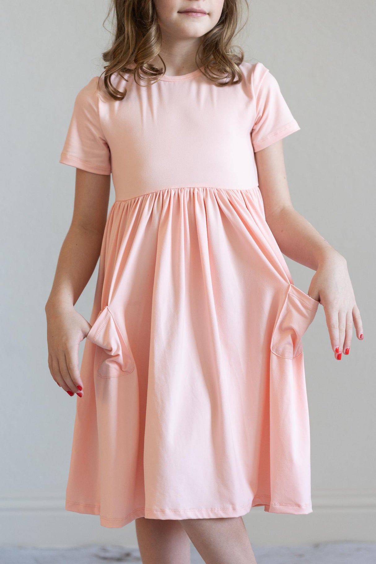 Peach S/S Pocket Twirl Dress