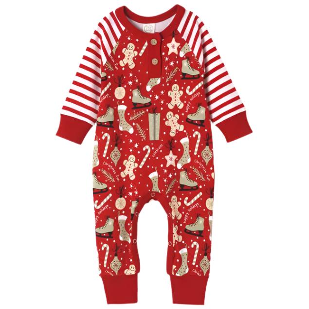 Christmas Joy Henley Romper - HoneyBug 