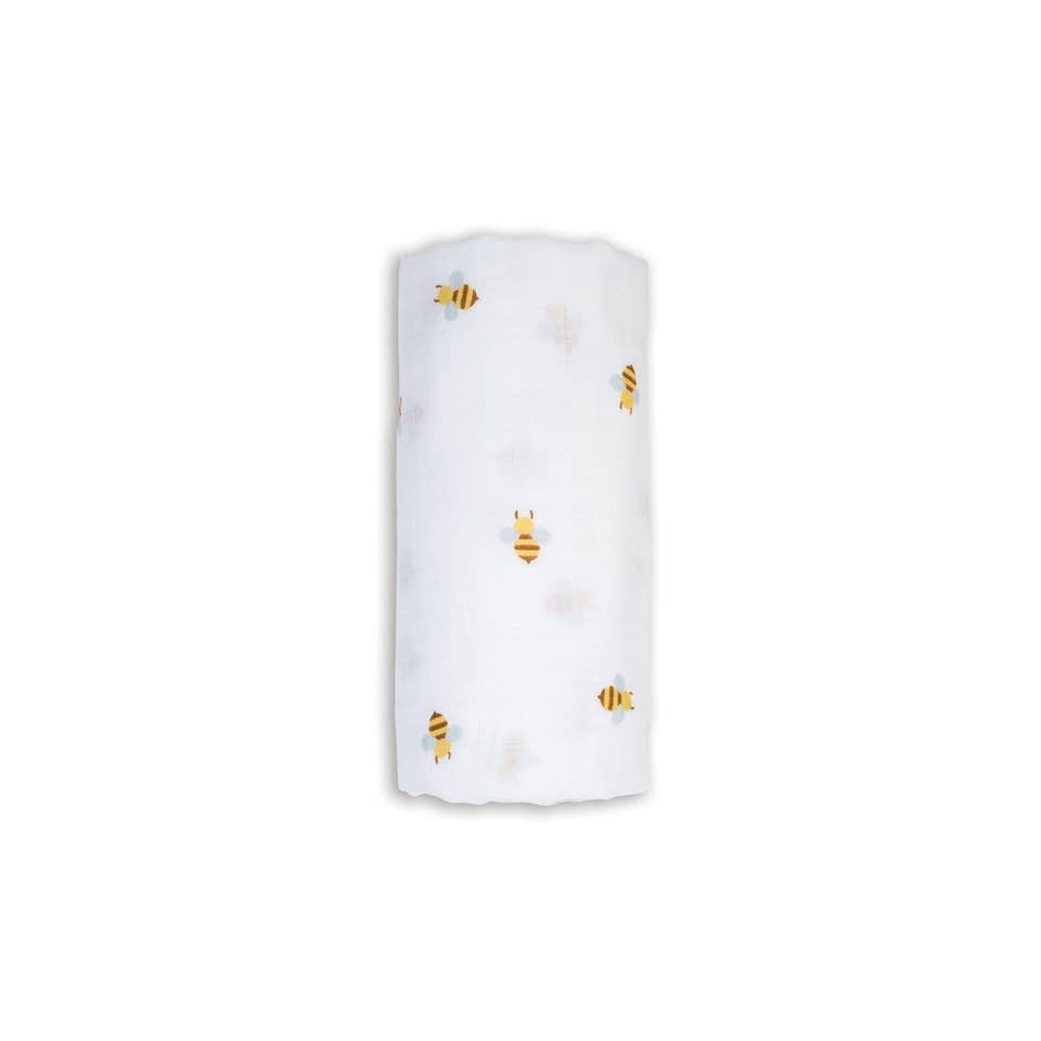 Muslin Cotton Swaddle Blanket - Large - Bees - HoneyBug 