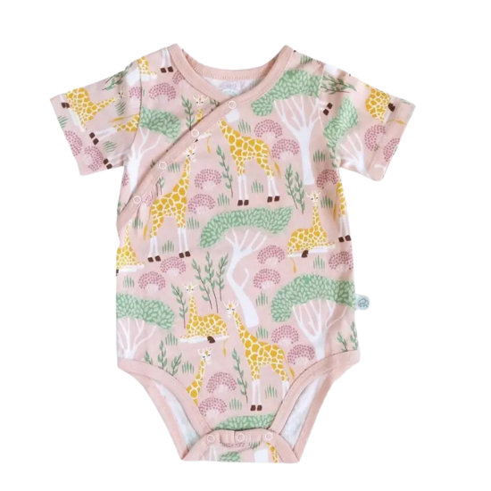 Shoulder Snap Short Sleeved Onesie - Giraffe - HoneyBug 