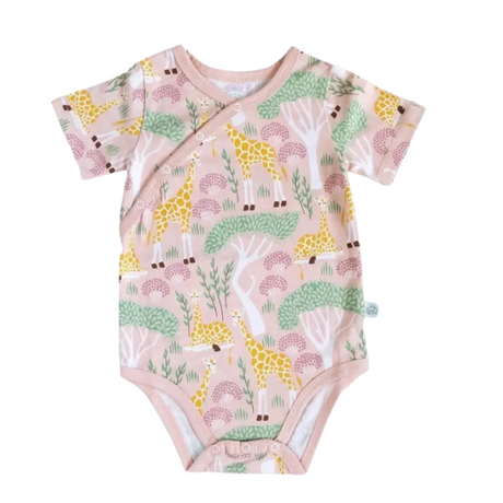 Shoulder Snap Short Sleeved Onesie - Giraffe - HoneyBug 