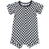 Finish Line Checkers Short Two-Way Zippy Romper (0-3T)