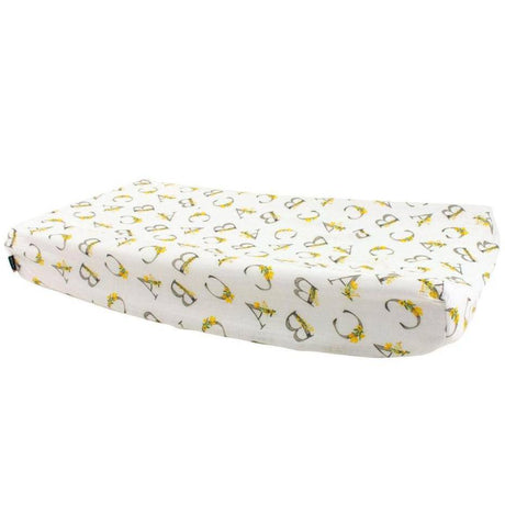 Floral Alphabet Oh So Soft Muslin Changing Pad Cover - HoneyBug 