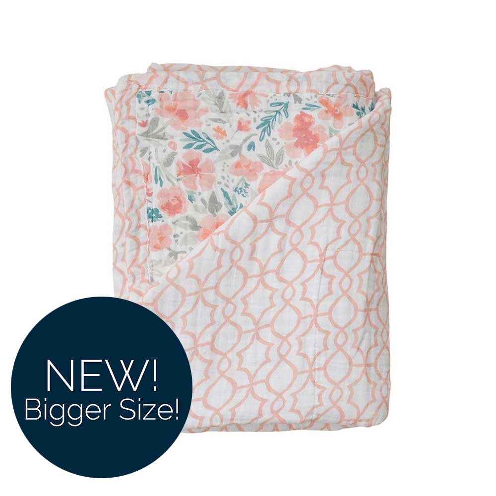 Floret + Trellis Classic Muslin Super Snuggle Blanket - HoneyBug 