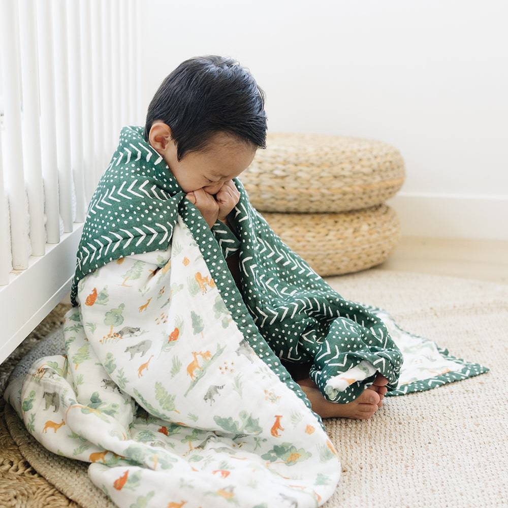 Forest Friends + Mudcloth Classic Muslin Super Snuggle Blanket - HoneyBug 