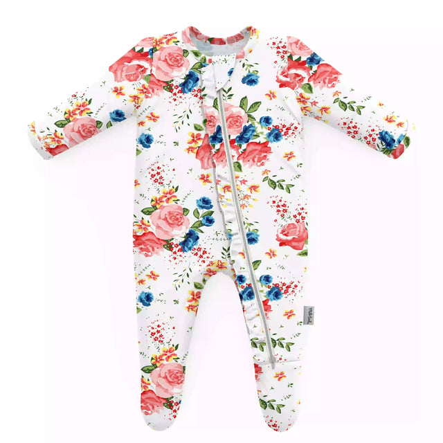 FRENCH FLORAL FOOTED JAMMIES by Milk Snob - HoneyBug 