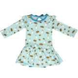 Frosted Blue Milk & Cookies Long Sleeve Twirling Bodysuit Dress (3-24m)