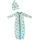 Frosted Blue Milk & Cookies Newborn Gown & Knot Hat Set