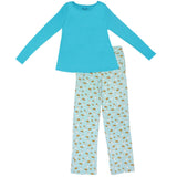 Frosted Blue Milk & Cookies Women's Long Sleeve Pajama Set