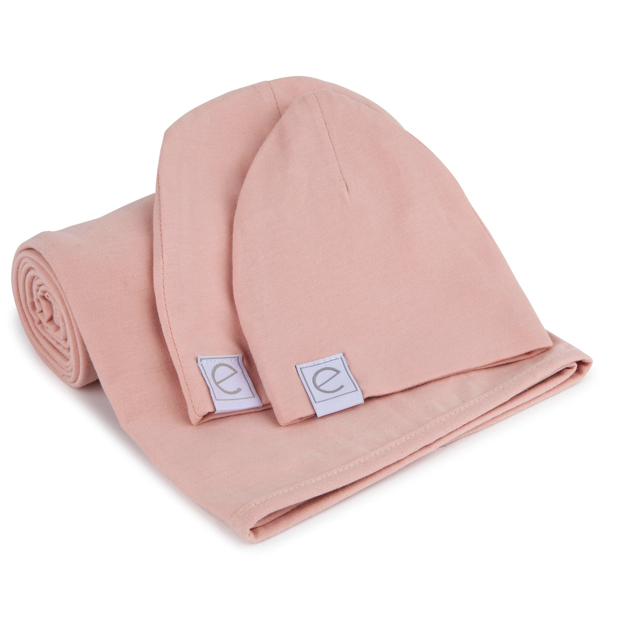 Jersey Knit Cotton Swaddle Blanket and Beanie Gift Set - Pink - HoneyBug 