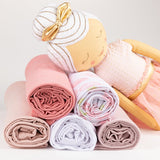 Jersey Knit Cotton Swaddle Blanket and Beanie Gift Set - Pink - HoneyBug 