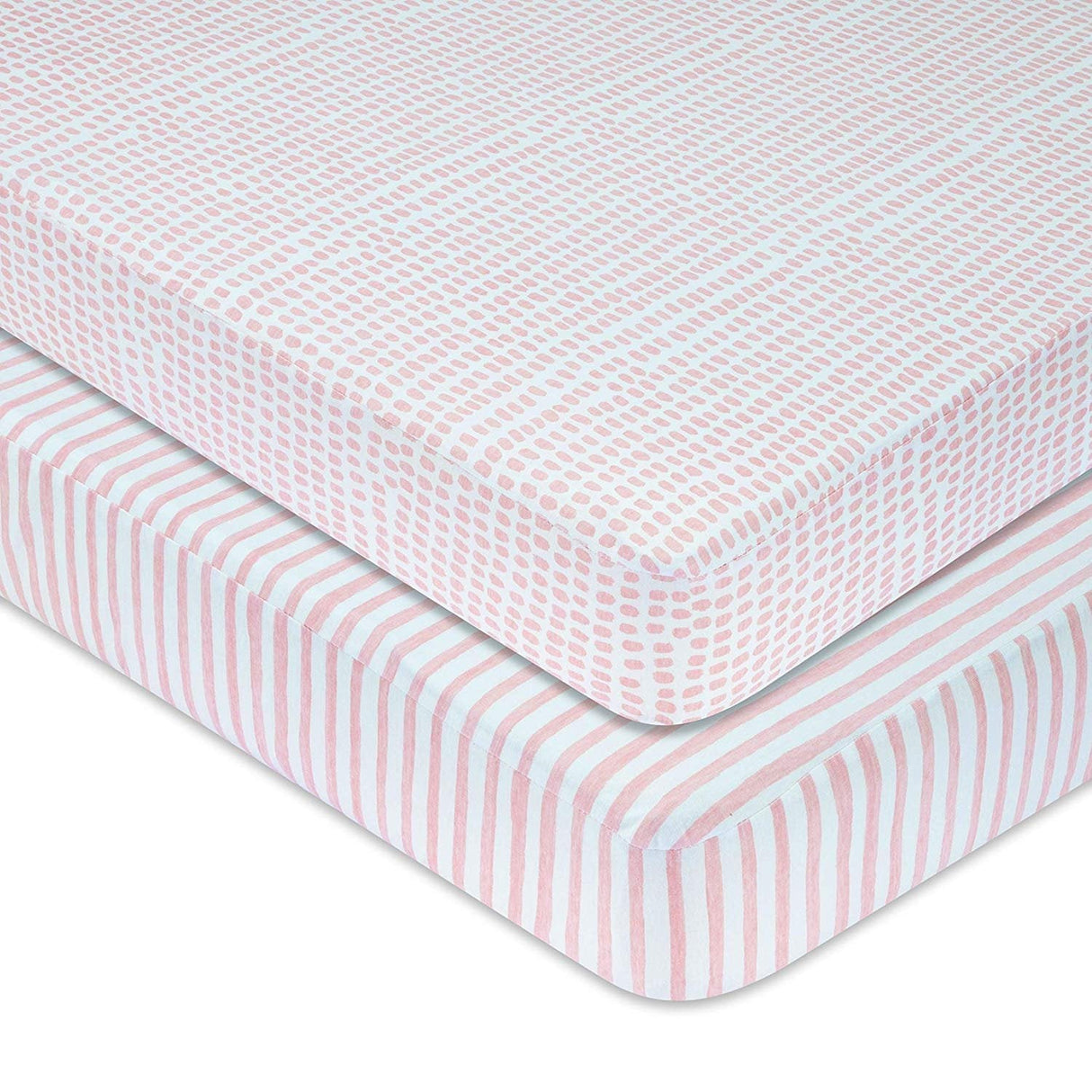 Waterproof Crib Sheet Set - Mauve Stripes & Splash